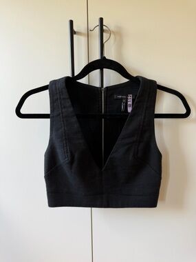 Marissa Webb Black V-Neck Cropped Tank Top